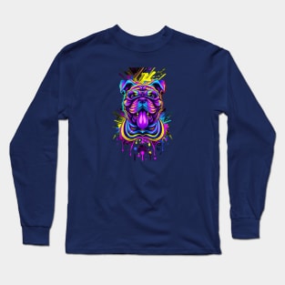 Cool Bulldog Dog Mural Painting Long Sleeve T-Shirt